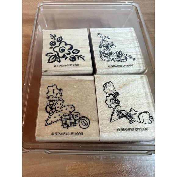 Collection of 4 Wood Rubber Stamps Stampin Up - Picture 2 of 5